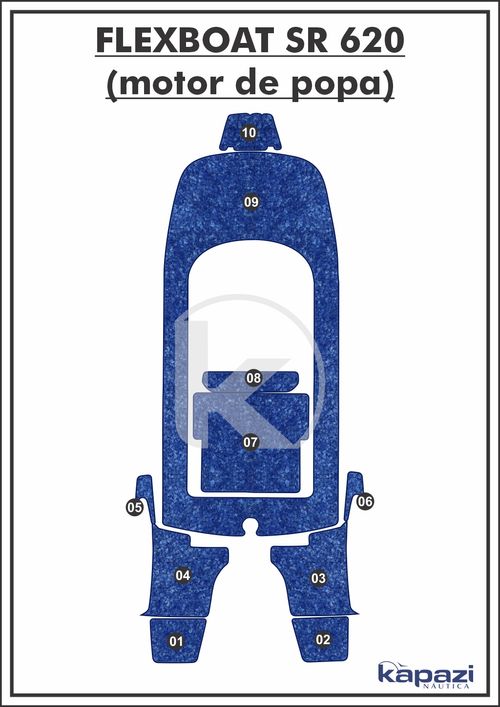 Tapete Têxtil Nauti Clean para Flexboat SR 620 Motor de Popa - Completo