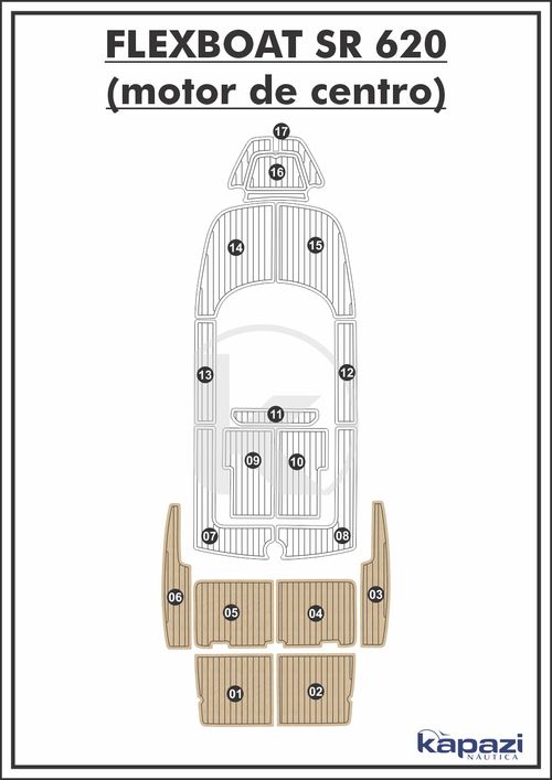 Tapete EVA Soft Tech para Flexboat SR 620 Motor de Centro - Plataforma