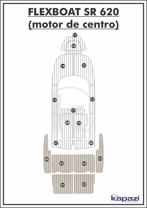 Tapete PVC Thermo Deck Classic para Flexboat SR 620 Motor de Centro - Plataforma