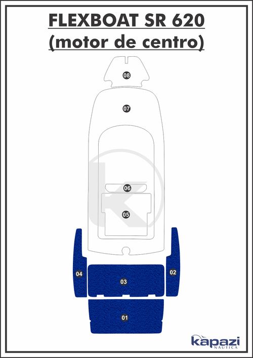 Tapete PVC Vinil Kap para Flexboat SR 620 Motor de Centro - Plataforma