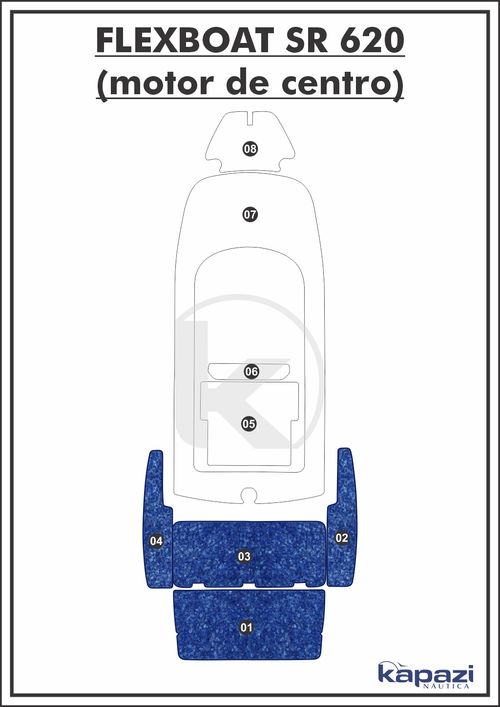 Tapete Têxtil Nauti Clean para Flexboat SR 620 Motor de Centro - Plataforma