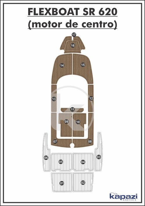 Tapete PVC Thermo Deck Beach para Flexboat SR 620 Motor de Centro - Cockpit