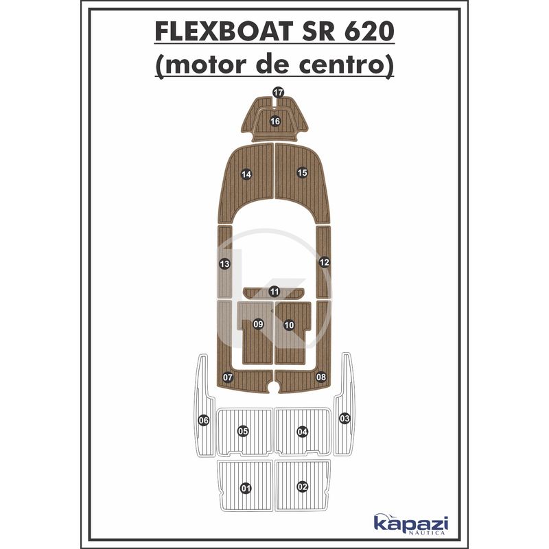 tapete-pvc-thermo-deck-beach-para-flexboat-sr-620-motor-de-centro-cockpit-natural-friso-preto