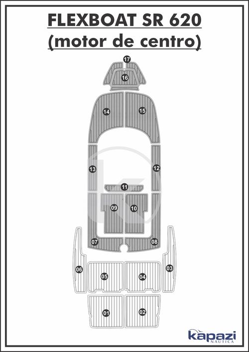 Tapete PVC Thermo Deck Comfort para Flexboat SR 620 Motor de Centro - Cockpit