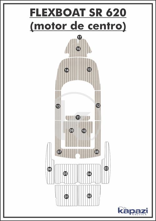 Tapete PVC Thermo Deck Classic para Flexboat SR 620 Motor de Centro - Cockpit