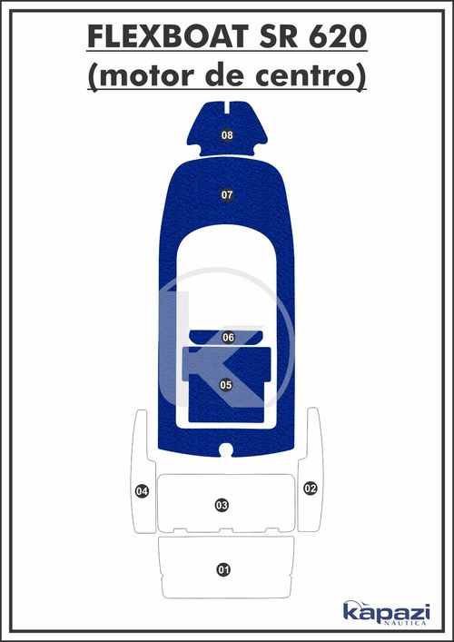 Tapete PVC Vinil Kap para Flexboat SR 620 Motor de Centro - Cockpit