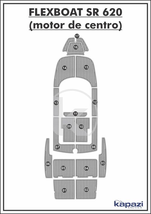 Tapete PVC Thermo Deck Comfort para Flexboat SR 620 Motor de Centro - Completo
