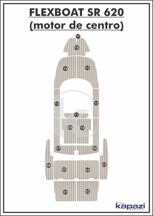 Tapete PVC Thermo Deck Classic para Flexboat SR 620 Motor de Centro - Completo