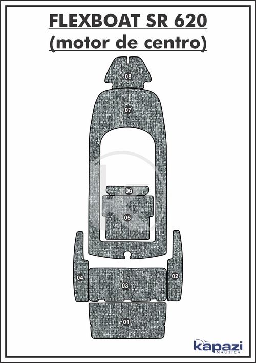 Tapete PVC Náutico Trançado para Flexboat SR 620 Motor de Centro - Completo