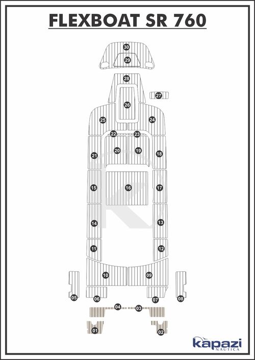 Tapete PVC Thermo Deck Classic para Flexboat SR 760 - Plataforma