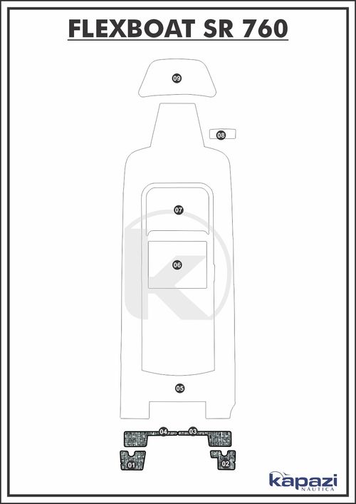 Tapete PVC Náutico Trançado para Flexboat SR 760 - Plataforma