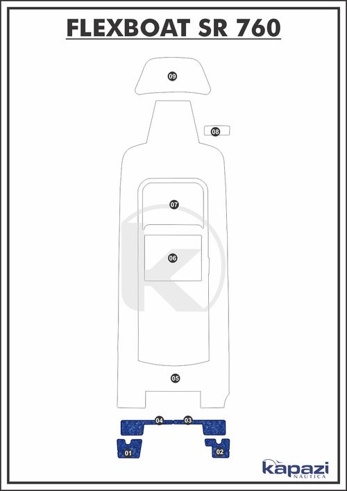 Tapete Têxtil Nauti Clean para Flexboat SR 760 - Plataforma