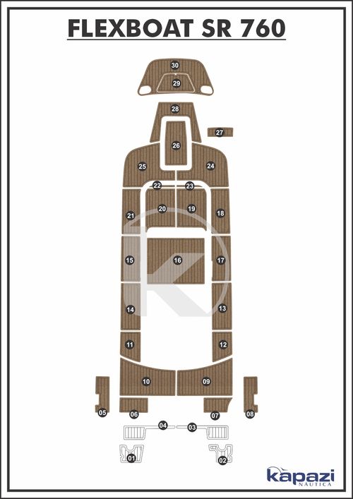 Tapete PVC Thermo Deck Beach para Flexboat SR 760 - Cockpit
