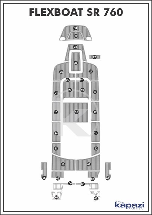 Tapete PVC Thermo Deck Comfort para Flexboat SR 760 - Cockpit