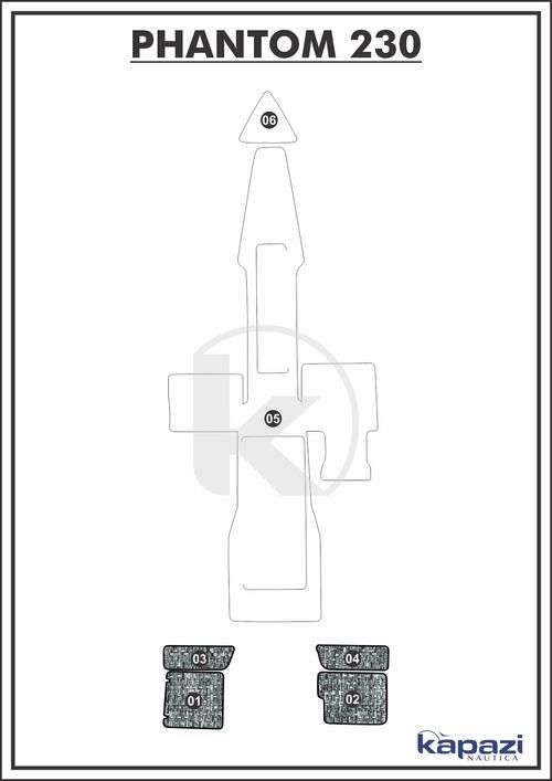 Tapete PVC Náutico Trançado para Phantom 230 - Plataforma