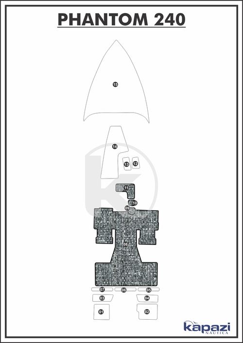 Tapete PVC Náutico Trançado para Phantom 240 - Cockpit
