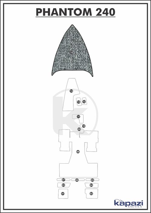 Tapete PVC Náutico Trançado para Phantom 240 - Proa