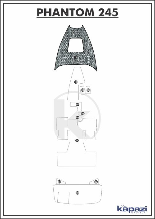 Tapete PVC Náutico Trançado para Phantom 245 - Proa