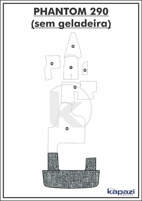 Tapete PVC Náutico Trançado para Phantom 290 Sem Geladeira - Plataforma