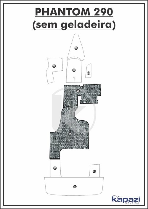 Tapete PVC Náutico Trançado para Phantom 290 Sem Geladeira - Cockpit