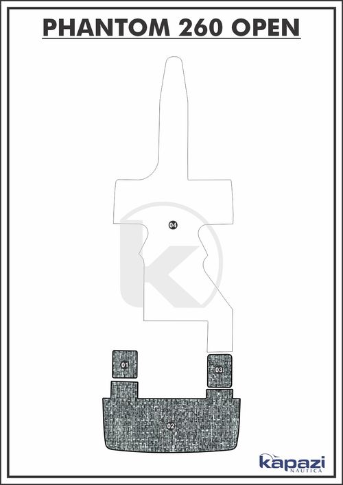 Tapete PVC Náutico Trançado para Phantom 260 Open - Plataforma