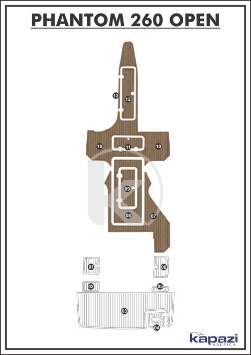Tapete PVC Thermo Deck Beach para Phantom 260 Open - Cockpit