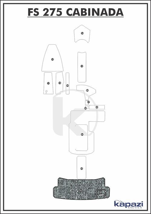 Tapete PVC Náutico Trançado para FS 275 Cabinada - Plataforma
