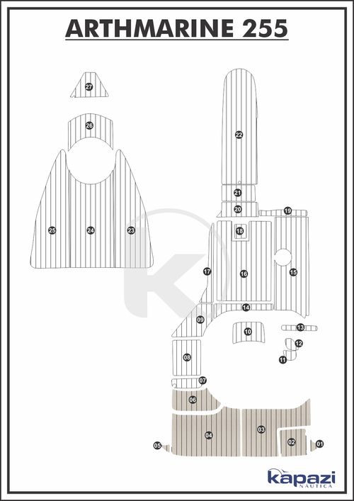Tapete PVC Thermo Deck Classic para Arthmarine 255 - Plataforma