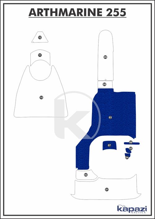 Tapete PVC Vinil Kap para Arthmarine 255 - Cockpit