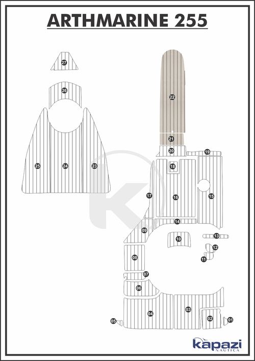 Tapete PVC Thermo Deck Classic para Arthmarine 255 - Cabine