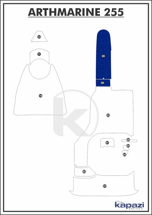 Tapete PVC Vinil Kap para Arthmarine 255 - Cabine