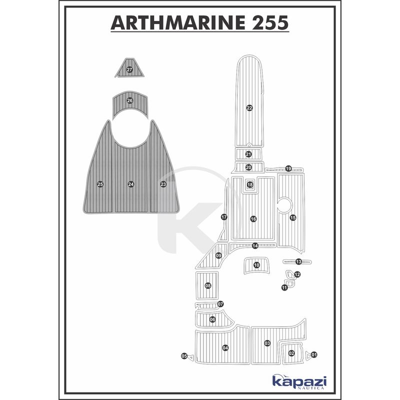 tapete-pvc-thermo-deck-comfort-para-arthmarine-255-proa-cinza-friso-preto