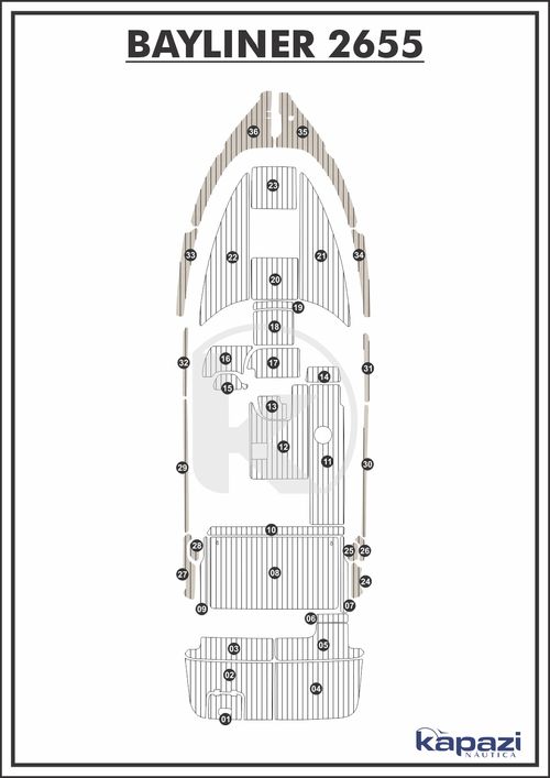 Tapete PVC Thermo Deck Classic para Bayliner 2655 - Passadiço