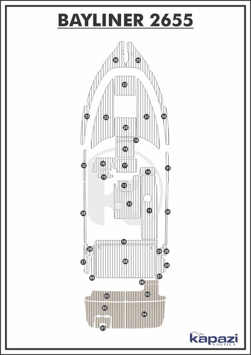 Tapete PVC Thermo Deck Classic para Bayliner 2655 - Plataforma