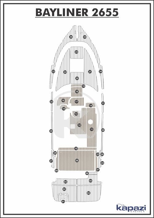 Tapete PVC Thermo Deck Classic para Bayliner 2655 - Cockpit