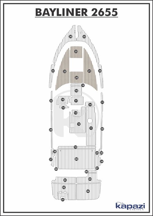 Tapete PVC Thermo Deck Classic para Bayliner 2655 - Proa