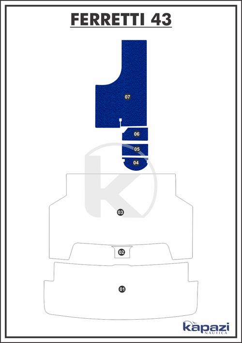 Tapete PVC Vinil Kap para Ferretti 43 - Cabine