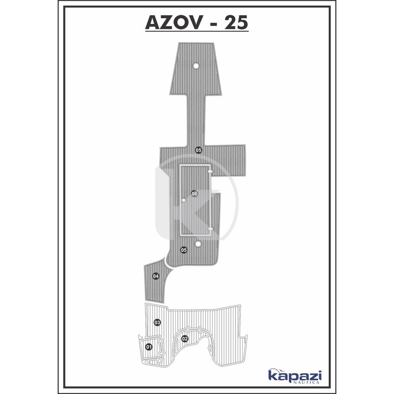 Tapete-PVC-Thermo-Deck-Comfort-para-Azov-Z-260-Cockpit-Cinza-friso-Preto