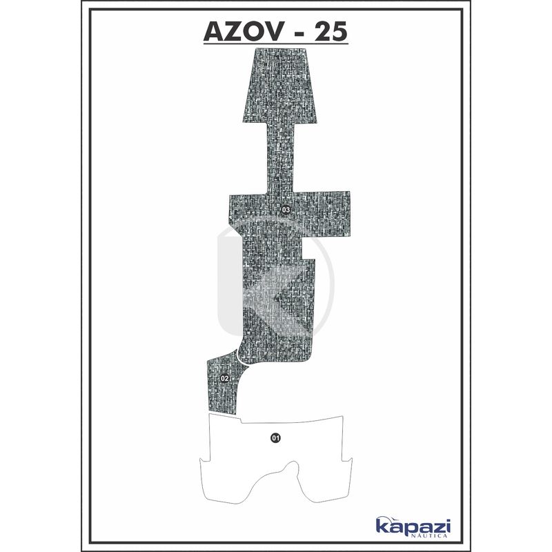 Tapete-PVC-Nautico-Trancado-para-Azov-Z-260-Cockpit-Branco-e-Preto-com-Borda