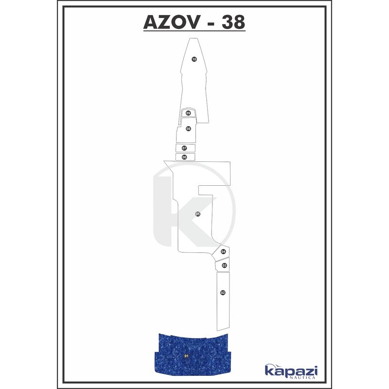Tapete-Textil-Nauti-Clean-para-Azov-Z-380-Open-Plataforma-Azul-Maritimo-com-Borda