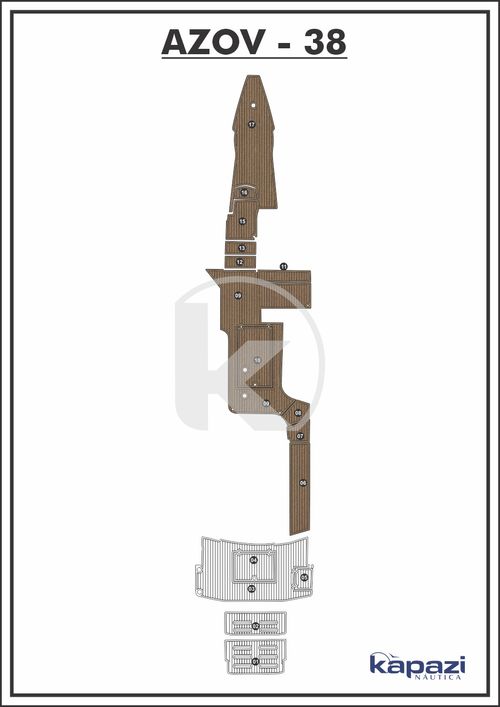 Tapete PVC Thermo Deck Beach para Azov Z 380 Open - Cockpit