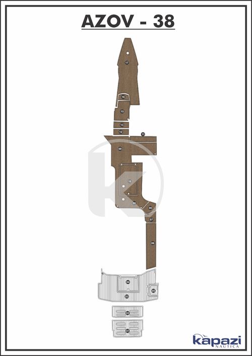 Tapete PVC Thermo Deck Beach para Azov Z 380 Open Gourmet - Cockpit