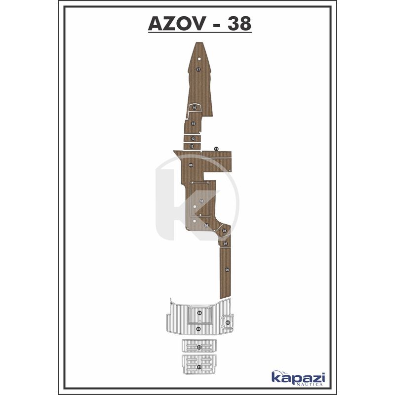 Tapete-PVC-Thermo-Deck-Beach-para-Azov-Z-380-Open-Gourmet-Cockpit-Natural-friso-Preto