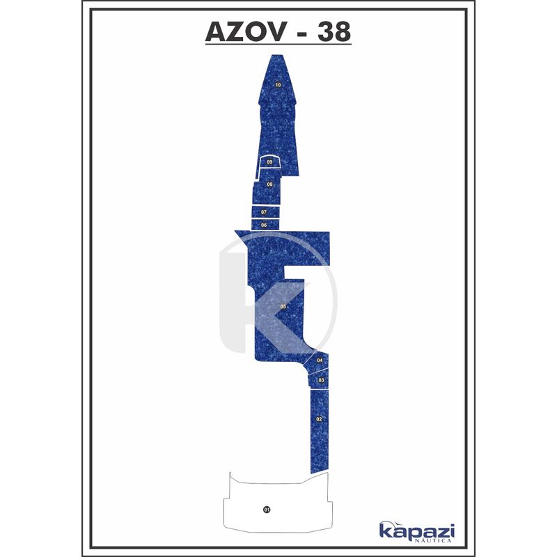 Tapete-Textil-Nauti-Clean-para-Azov-Z-380-Open-Gourmet-Cockpit-Azul-Maritimo-com-Borda