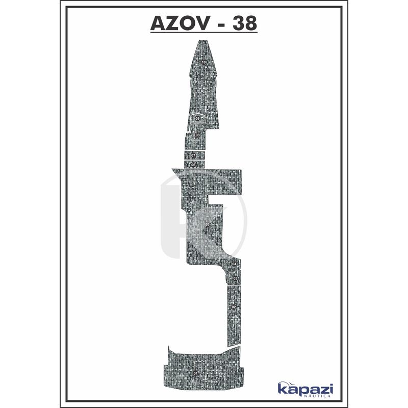 Tapete-PVC-Nautico-Trancado-para-Azov-Z-380-Open-Gourmet-Completo-Branco-e-Preto-com-Borda
